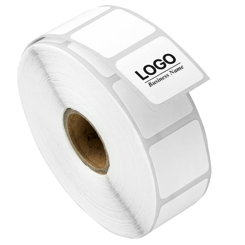 OfficeSmartLabels 1" x 1" Square Direct Thermal Label - Compatible with Rollo Label Printer & Zebra Desktop Printers â€“ 1â€ Core, Multipurpose QR Barcode Postage Adhesive Perforated - 4 Rolls, 1380/Roll - Image 1